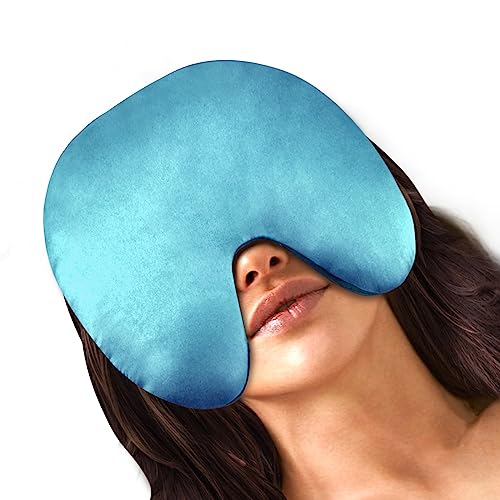 RelaxCoo Microwave Heating Pad Face Eye Mask Microwavable for Dry Eyes Migraines Headache Sinus Pressure Relief and Relaxation Warm Compress Eye Pillow Heat Pad Blue